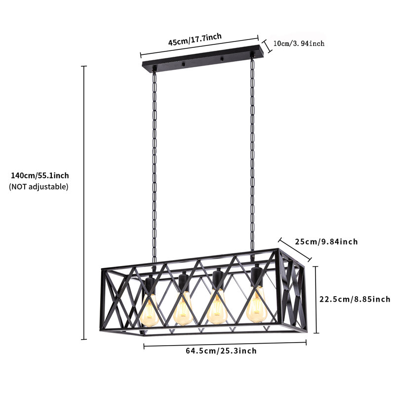 Laurel Foundry Modern Farmhouse Entrekin 4 Light Black Kitchen Island